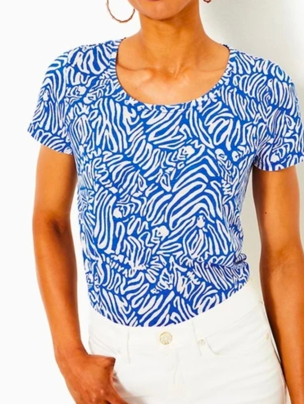 LILLY PULITZER Etta Scoop-Neck Martinique Blue Zee Bebe